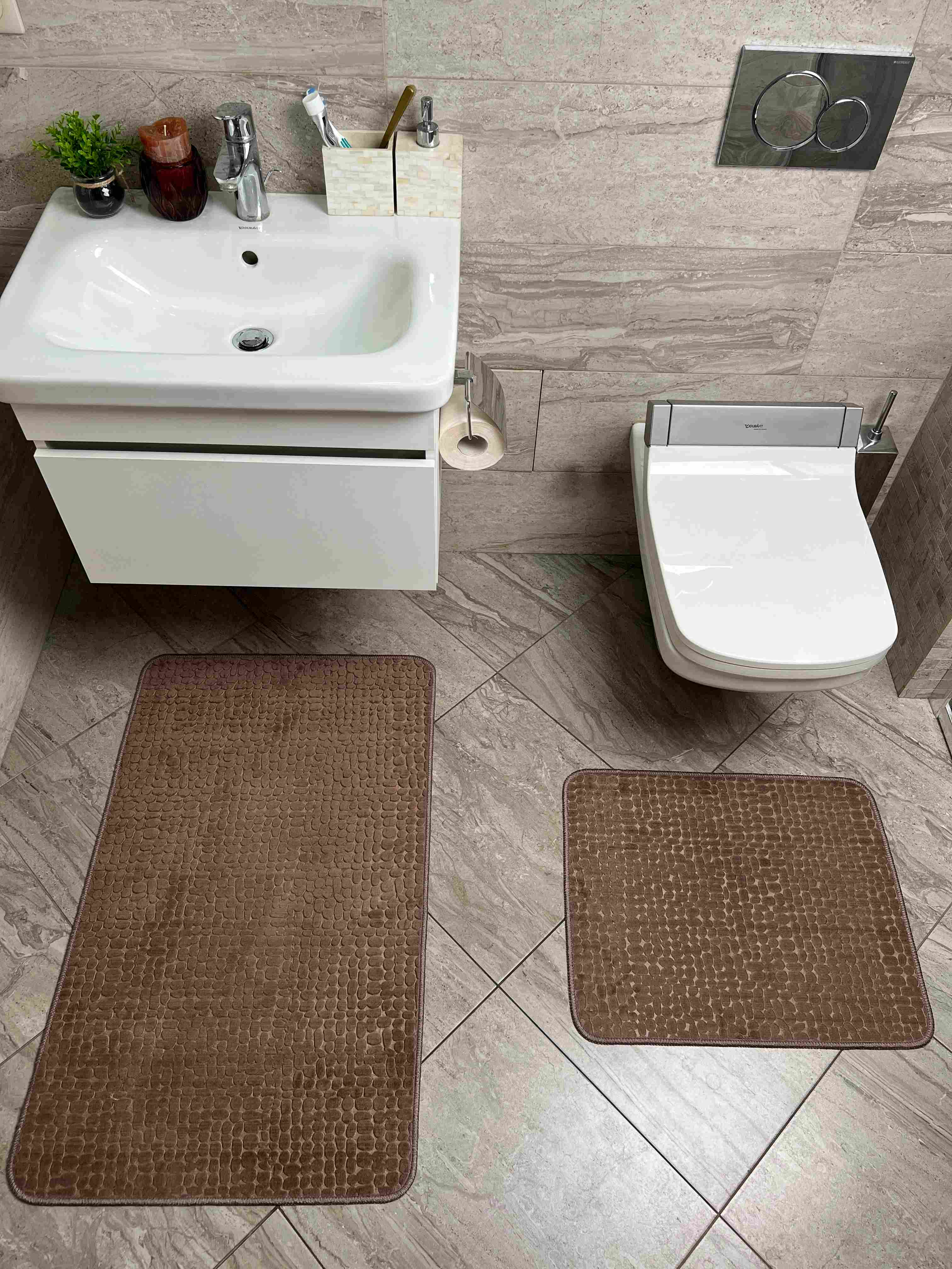 Набор ковриков Smart Gold_N Дизайн TAŞ DESEN - KAHVE Цвет